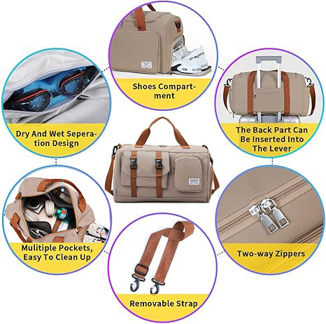 Large Capacity Travel Duffel Bag – Waterproof Weekender Gym & Carry-On Bag