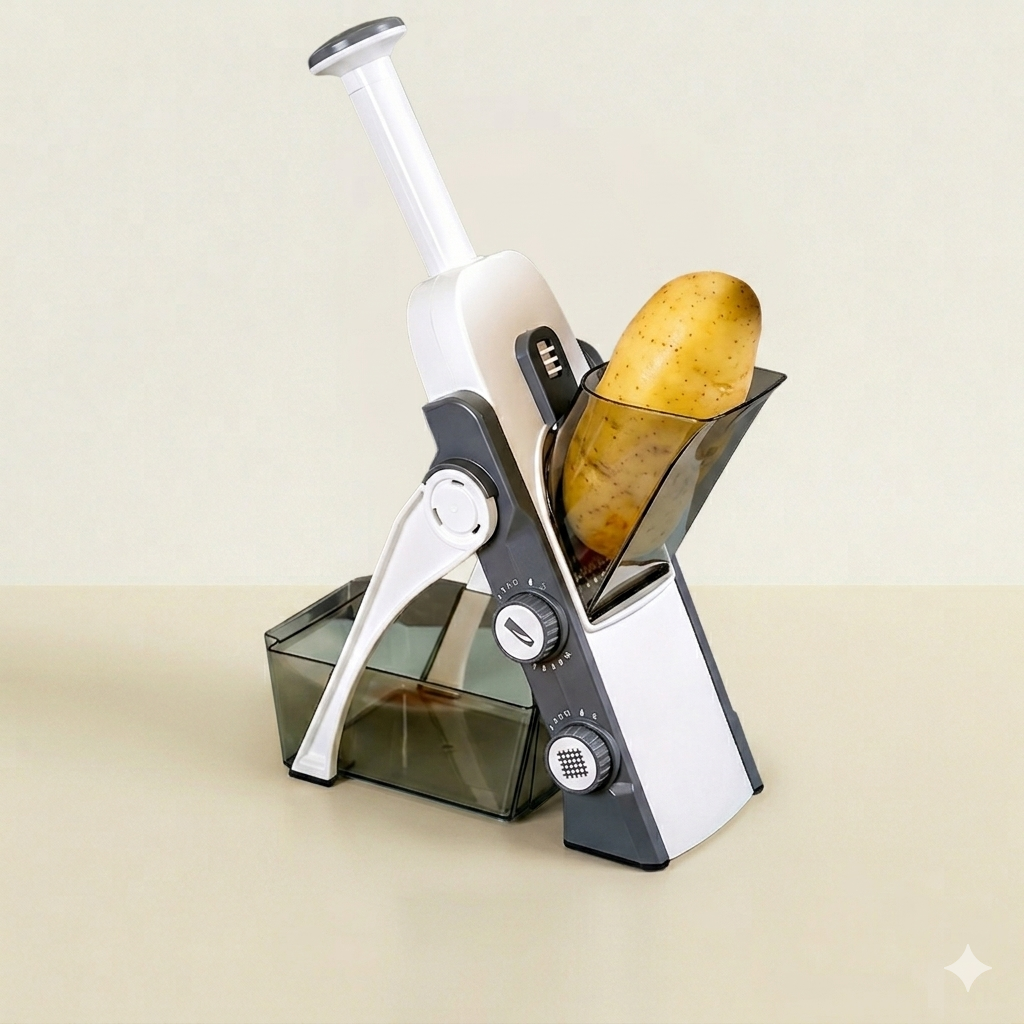 5-in-1 Multifunction Vegetable Slicer & Cutter – Kitchen Chopper with Interchangeable Blades