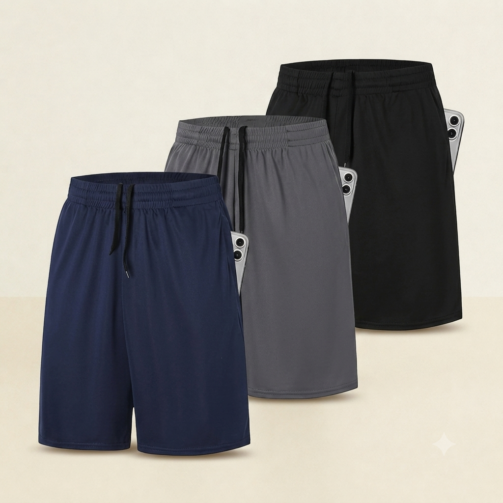 Men's Cotton Blend Comfortable Casual Shorts Pack of 3 – Lightweight Daily Wear